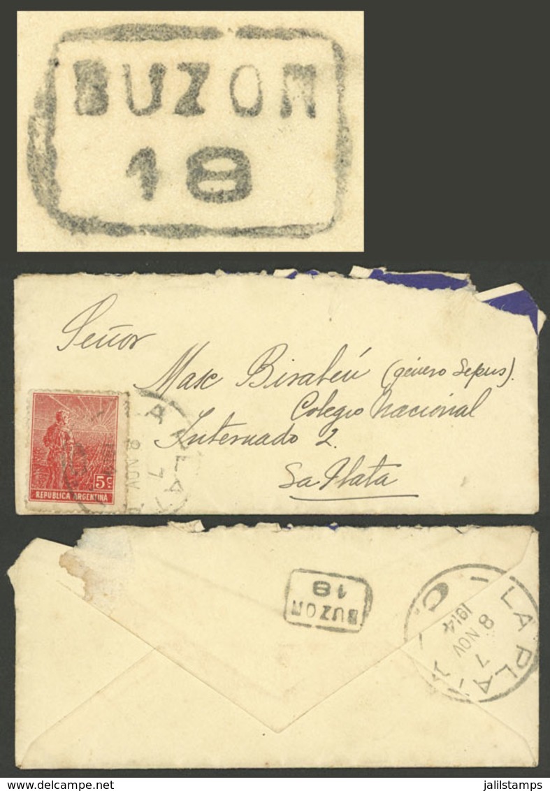 ARGENTINA: Cover Used In La Plata On 7/NO/1914, With Backstamp Of BUZÓN 18, Interesting! - Sonstige & Ohne Zuordnung