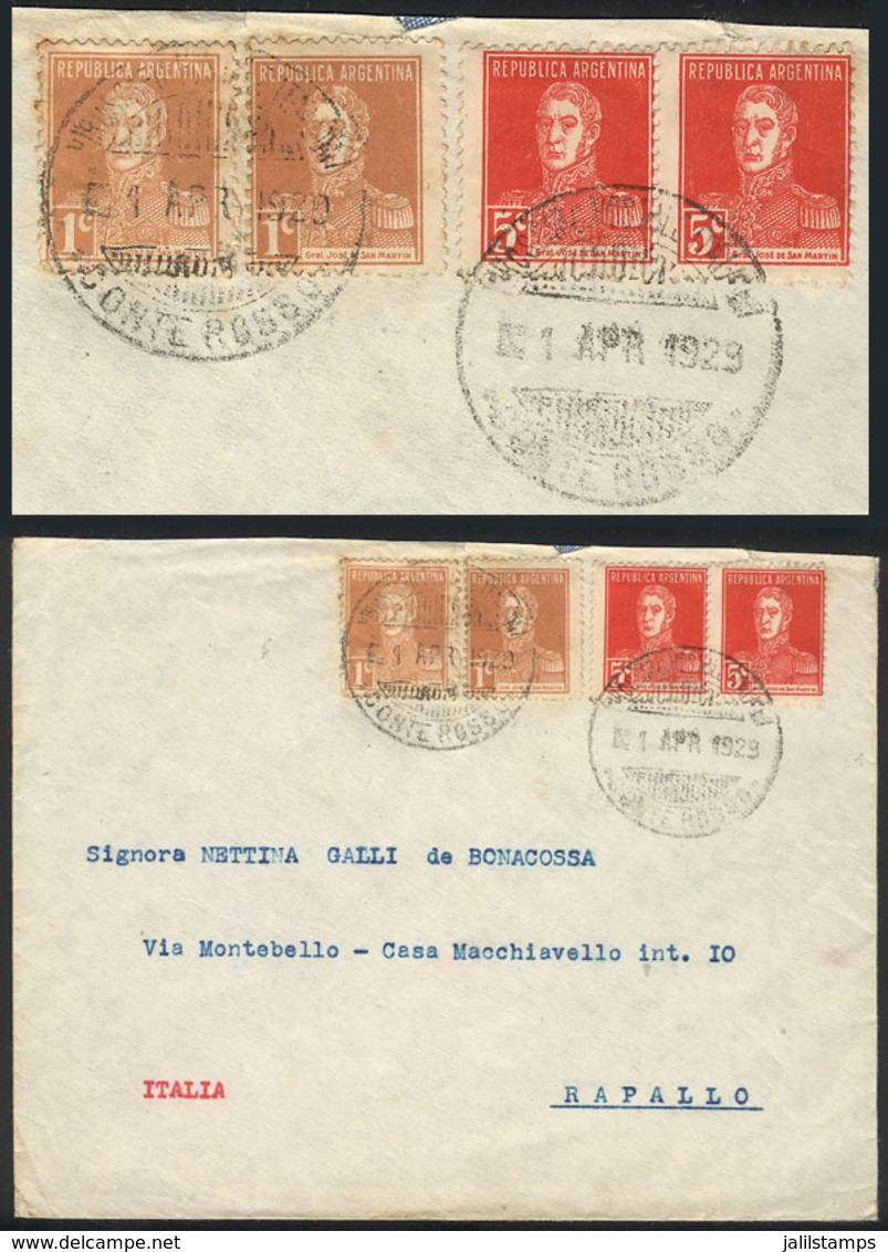 ARGENTINA: CANCEL OF ITALIAN SHIP: Cover Sent To Rapallo On 1/AP/1929 Franked With 12c. (San Martin W/o Period) With 2 D - Autres & Non Classés