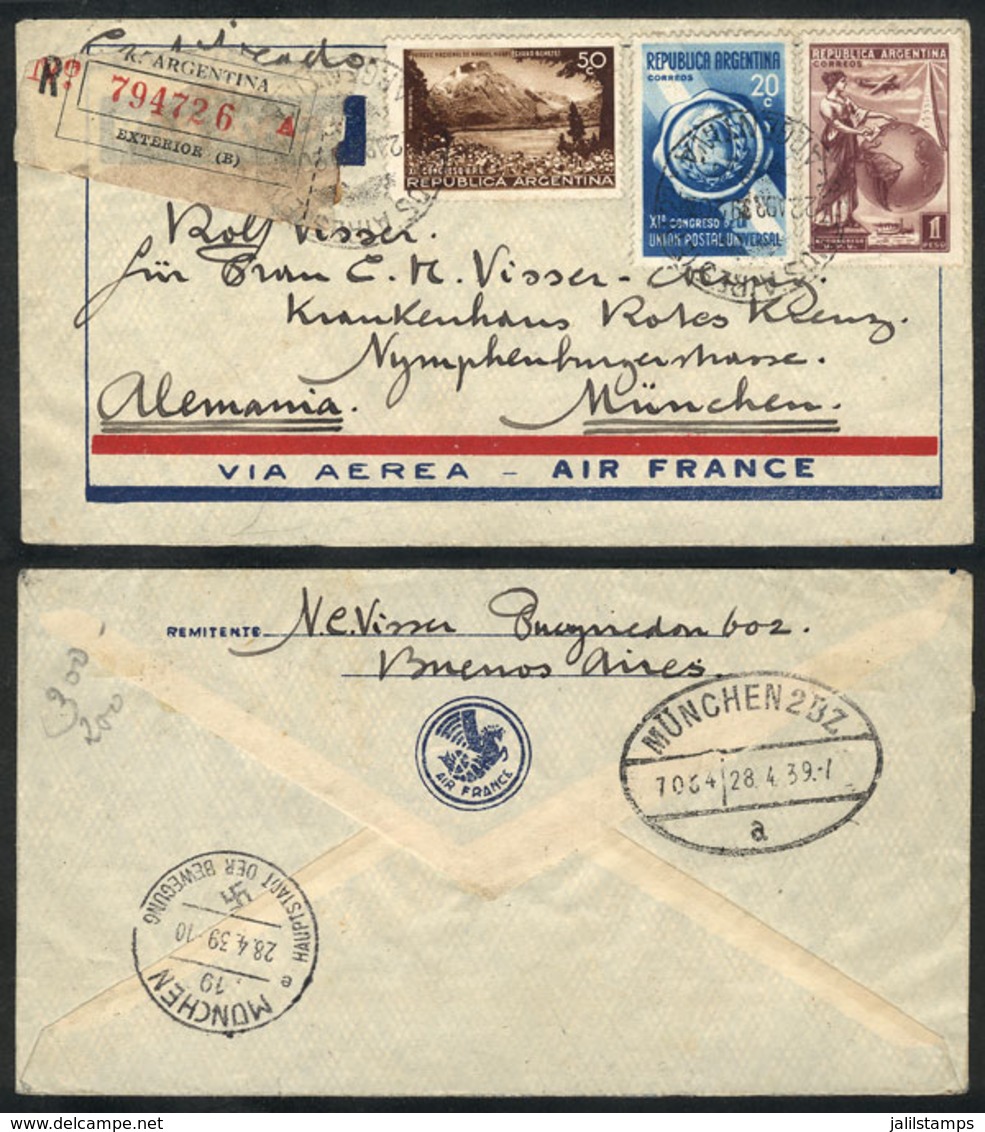 ARGENTINA: Registered Airmail Cover Sent From Buenos Aires To München (Germany) On 22/AP/1939, With Nice Postage Of The  - Autres & Non Classés