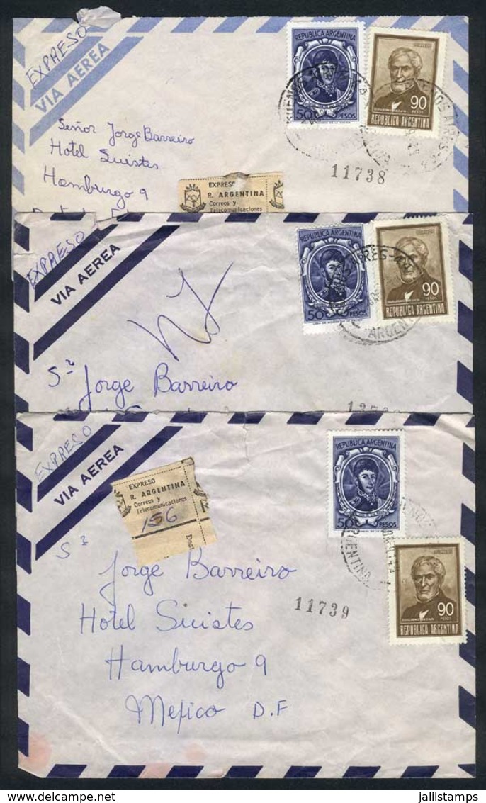 ARGENTINA: 11 Covers Used Almost All In 1969, Each One With An Example Of GJ.1320A (Brown 90P. IMPORTED UNSURFACED PAPER - Autres & Non Classés