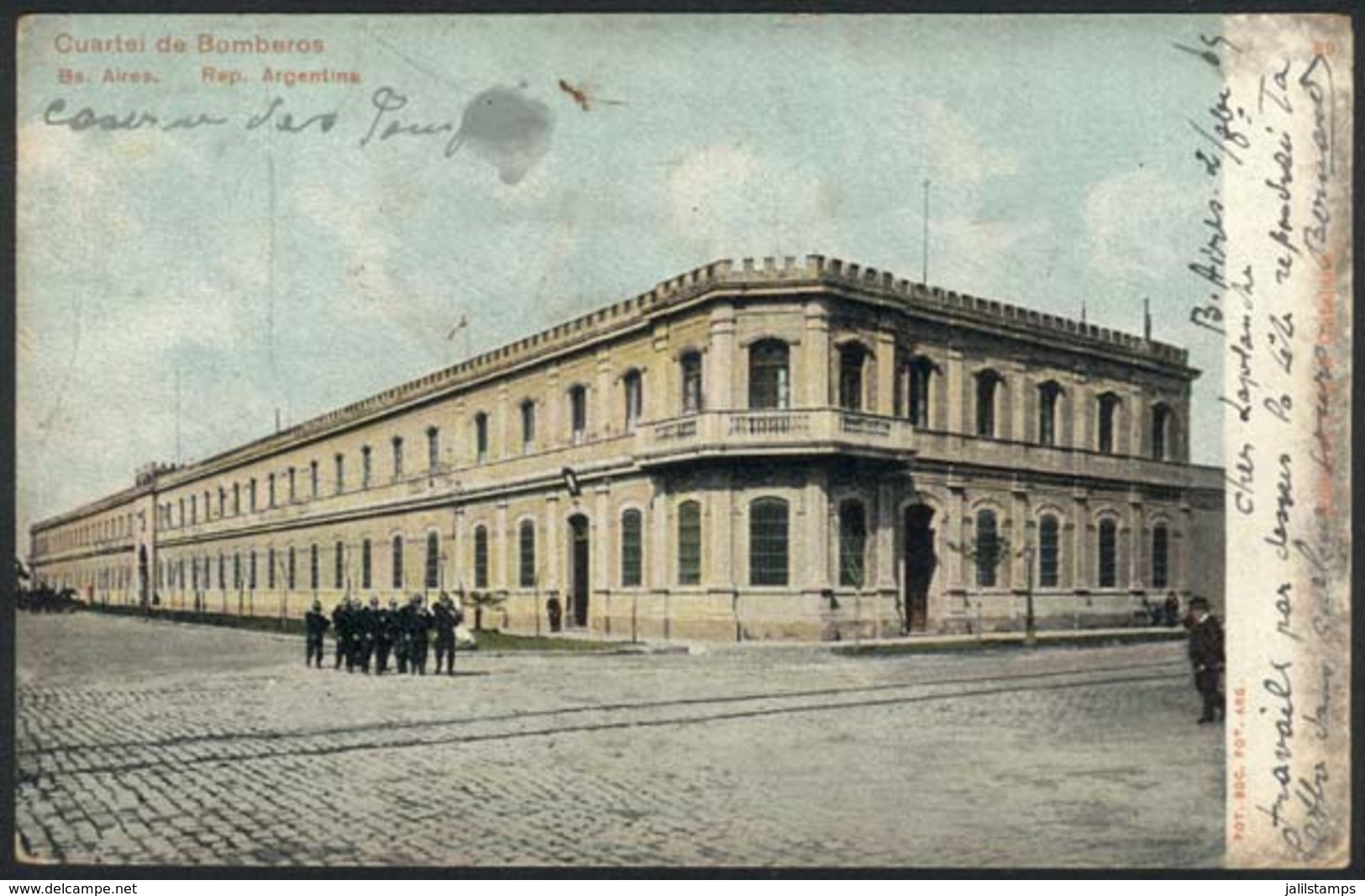 ARGENTINA: BUENOS AIRES: Fire Station, Editor Pita & Catalano, Franked With 1c. Liberty ALONE And Sent To France In 1905 - Argentine