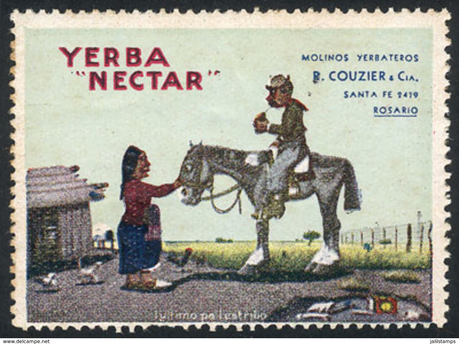 ARGENTINA: Yerba Nectar, Of Molinos Couzier & Cia (Rosario), With Illustration Of Molina Campos, Very Rare! - Autres & Non Classés