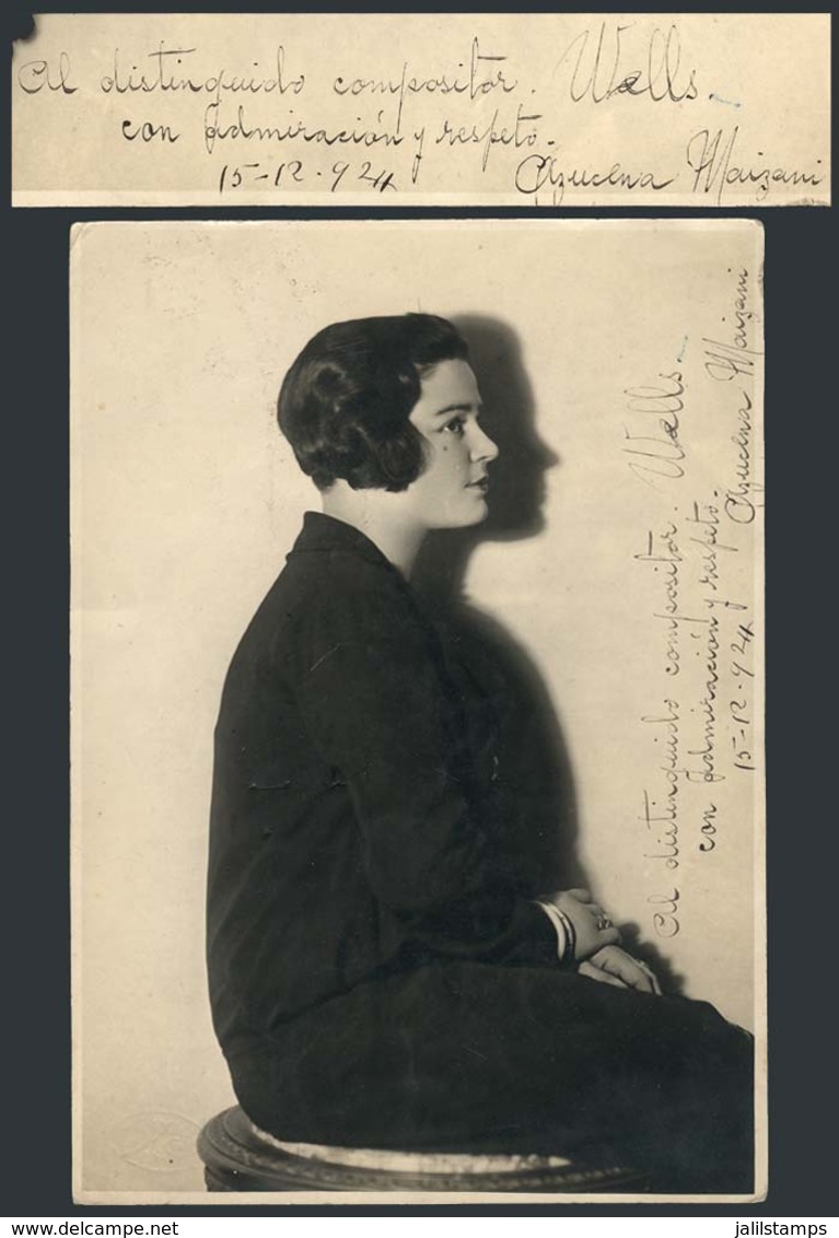 ARGENTINA: MAIZANI, Azucena: Tango Singer, Size Of The Photo 15x21 Cm, Dedicated And Dated 15/DE/1924, With Her Autograp - Other & Unclassified