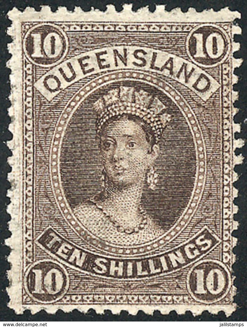 AUSTRALIA: Sc.77, 1882/5 10Sh. Dark Brown, Mint Original Gum, VF Quality, Catalog Value US$425. - Ongebruikt