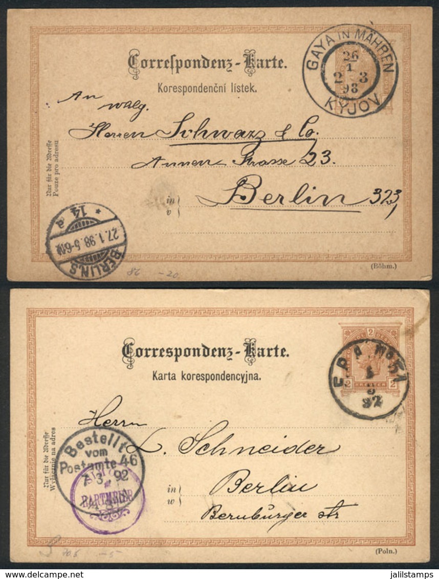 AUSTRIA: 1889-1903 12 Postal Cards (PS) Used, Interesting Postmarks: Andrychau, Pruchna, Spalato, Aussis, C.P.A.Nº51, Ga - Andere & Zonder Classificatie