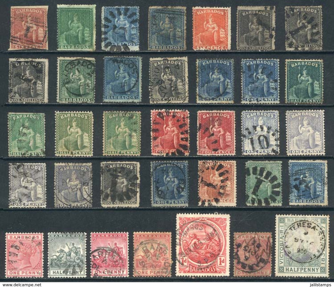 BARBADOS: Lot Of Old And Classic Stamps, General Quality Is Fine To VF, Scott Catalog Value Over US$500, With Some Hands - Barbados (...-1966)