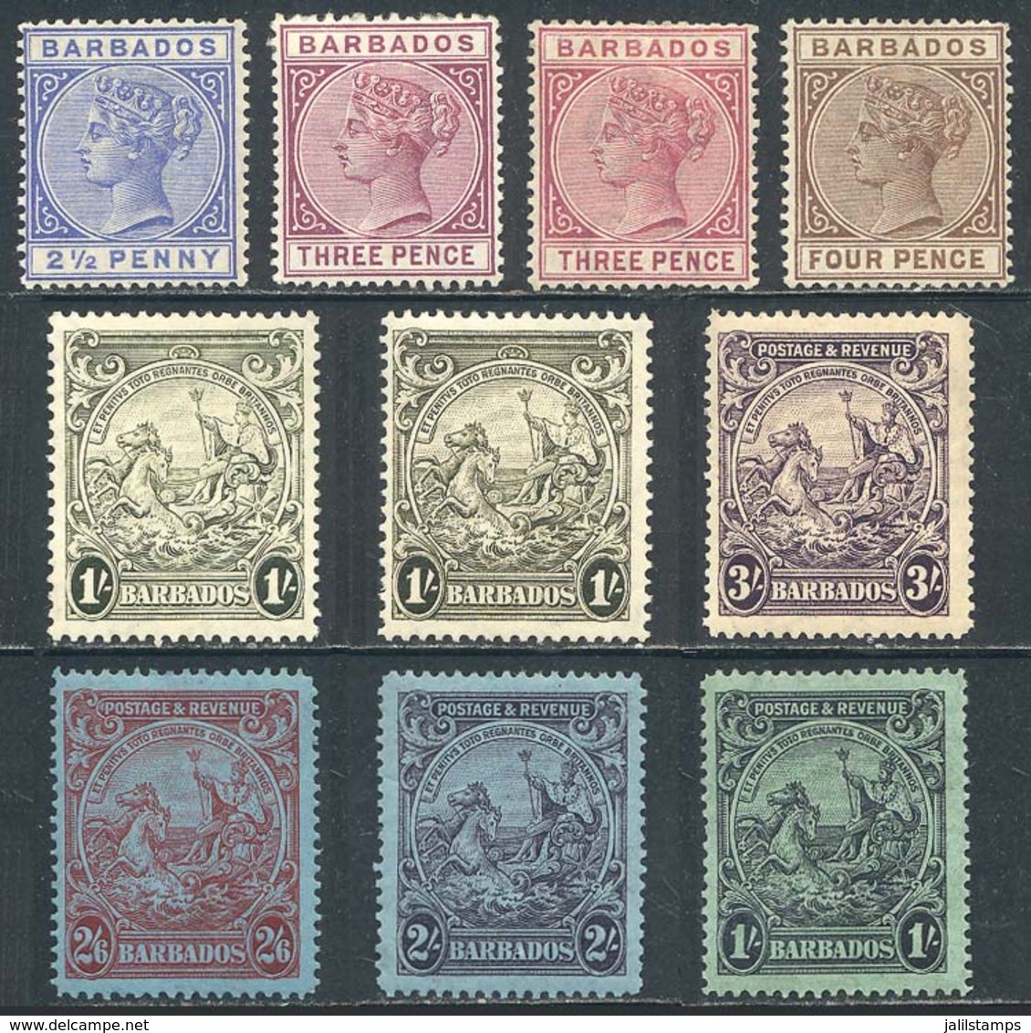 BARBADOS: Lot Of Old Stamps, Mint With Gum, Very Fine General Quality, Scott Catalog Value Approx. US$320. - Barbades (...-1966)