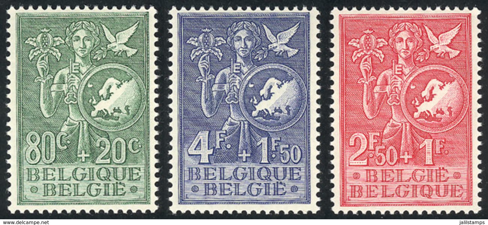 BELGIUM: Yvert 927/929, 1953 European Youth, Cmpl. Set Of 3 MNH Values, Excellent Quality, Catalog Value Euros 70 - Autres & Non Classés