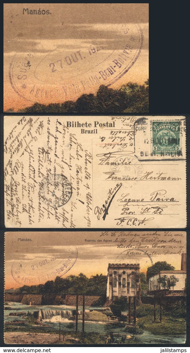 BOLIVIA: 2 Postcards Sent In 1924 From RIBERALTA (Beni, In The Frontier With Brazil), To Argentina, Via Brazil (Porto Ve - Bolivië