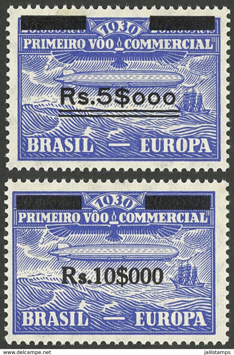 BRAZIL: Sc.4CL4/5, 1930 Zeppelin, Complete Set Of 2 Overprinted Values, MNH, As Fresh And Perfect As The Day They Were P - Sonstige & Ohne Zuordnung