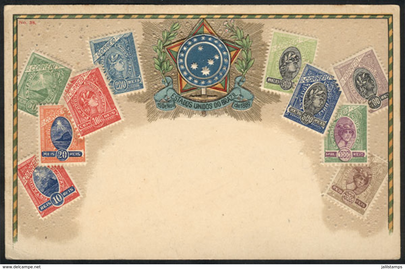 BRAZIL: Postage Stamps And Coat Of Arms, Circa 1910, VF Quality! - Autres & Non Classés