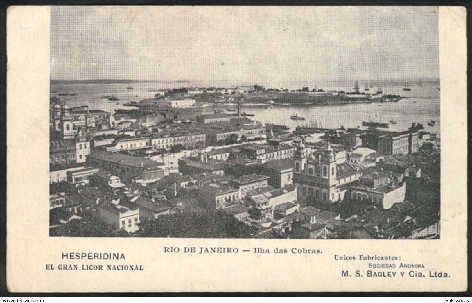 BRAZIL: RIO DE JANEIRO: Rare Postcard With View Of Ilha Das Cobras, Advertising For The Argentine Co. BAGLEY, Manufactur - Sonstige & Ohne Zuordnung