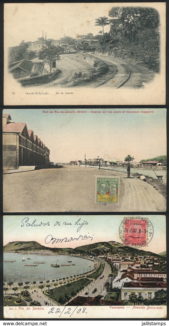 BRAZIL: RIO DE JANEIRO: 3 Old Postcards With Very Good Views, Fine To VF General Quality, Nice Group! - Sonstige & Ohne Zuordnung