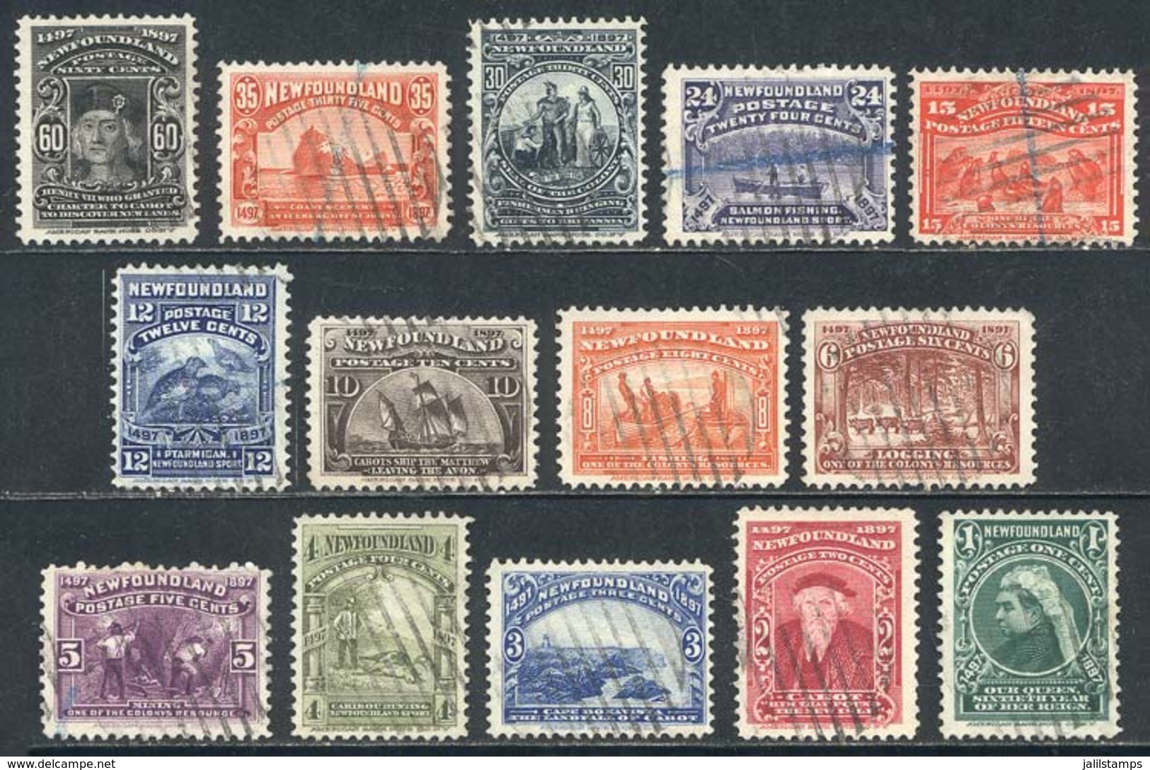 CANADA - NEWFOUNDLAND: Sc.61/74, 1897 400th Anniv. Of John Cabot's Discovery Of Newfoundland, Compl. Set Of 14 Used Valu - Sonstige & Ohne Zuordnung