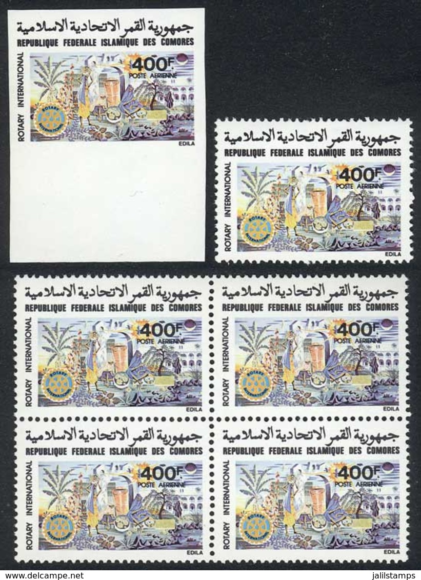 COMOROS ISLANDS: Sc.C107, 1979 Rotary, Single + Block Of 4 + IMPERFORATE Single, VF Quality! - Comores (1975-...)