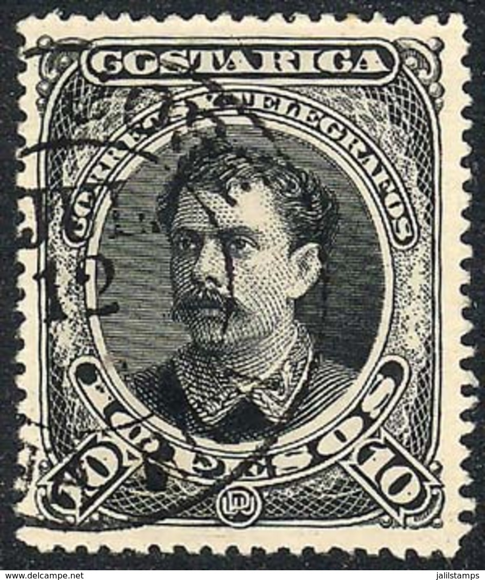 COSTA RICA: Sc.34, 1889 10P. Black, Very Fine Quality! - Costa Rica