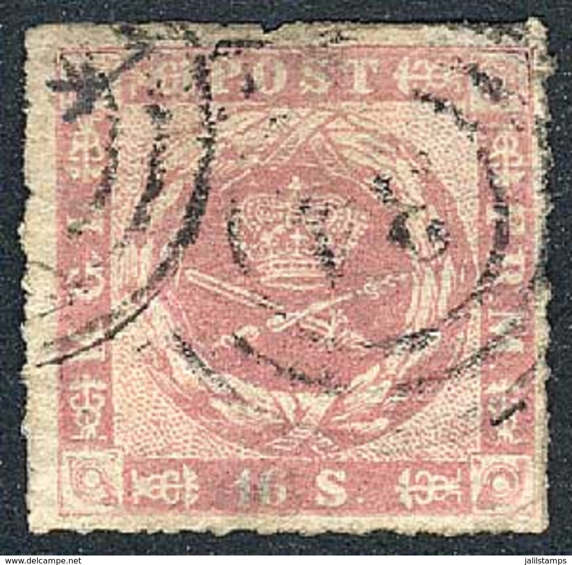 DENMARK: Sc.10, Interesting Rose Color, Soft Thins On Reverse, Very Good Front, Rare! - Autres & Non Classés