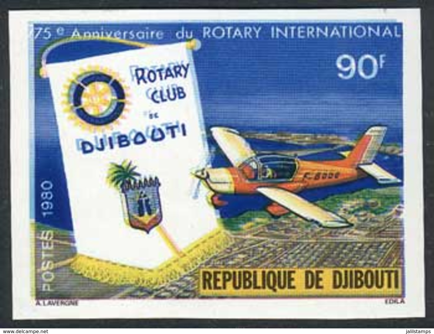 DJIBOUTI: Sc.509, 1980 Rotary International, With IMPERFORATE And DOUBLE IMPRESSION Of Blue Color Varieties, VF Quality! - Djibouti (1977-...)