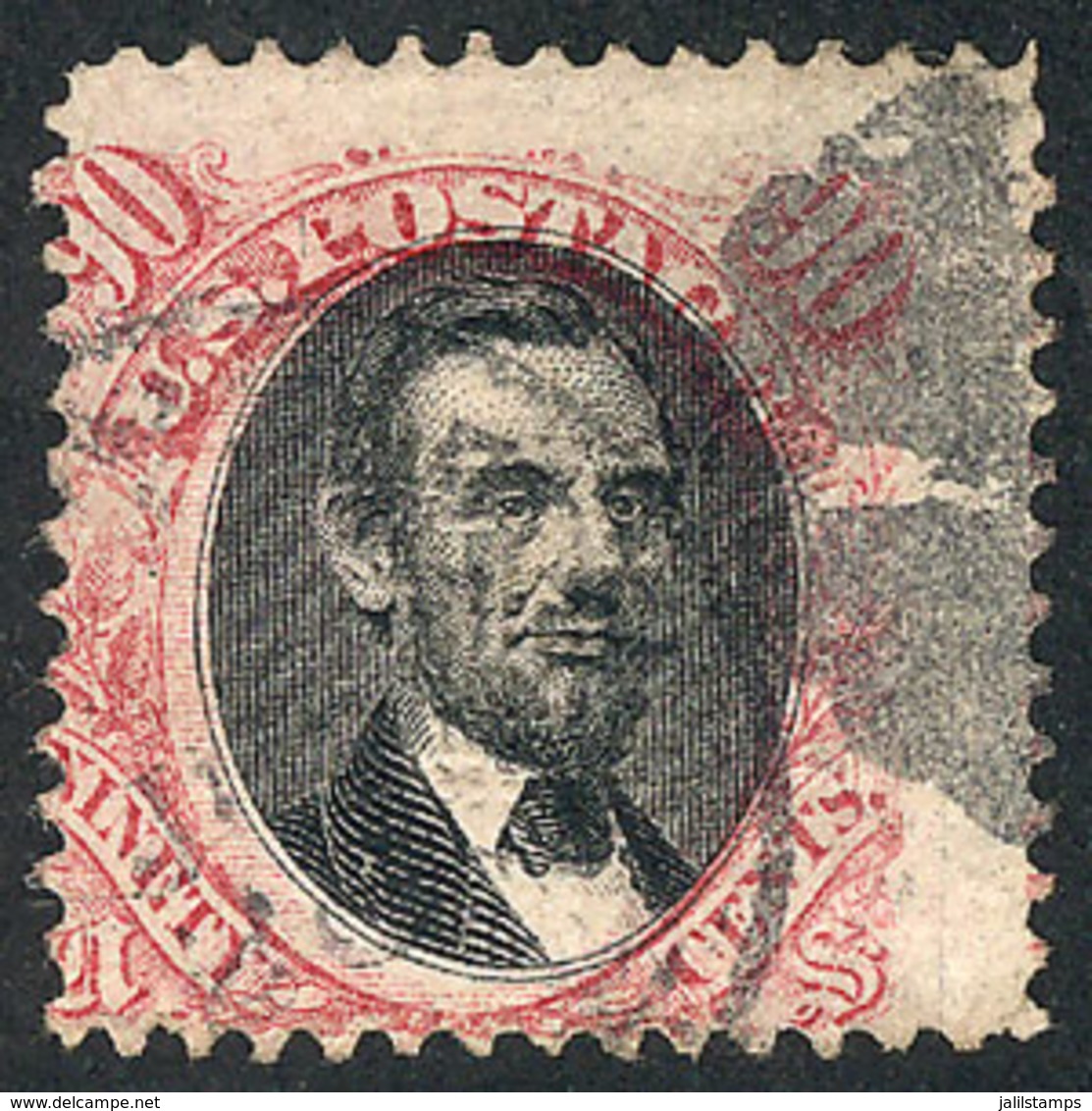 UNITED STATES: Sc.122, 1869 90c. Lincoln, Used, VF, Rare, Catalog Value US$1,800 - Autres & Non Classés