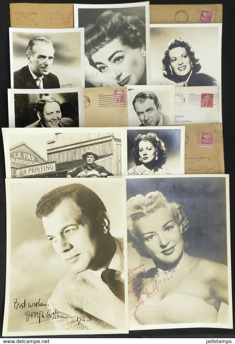 UNITED STATES: AUTOGRAPHS OF ARTISTS IN THE ORIGINAL COVERS: 8 Covers Sent To Argentina Between 1955 And 1956, All Conta - Marcofilie