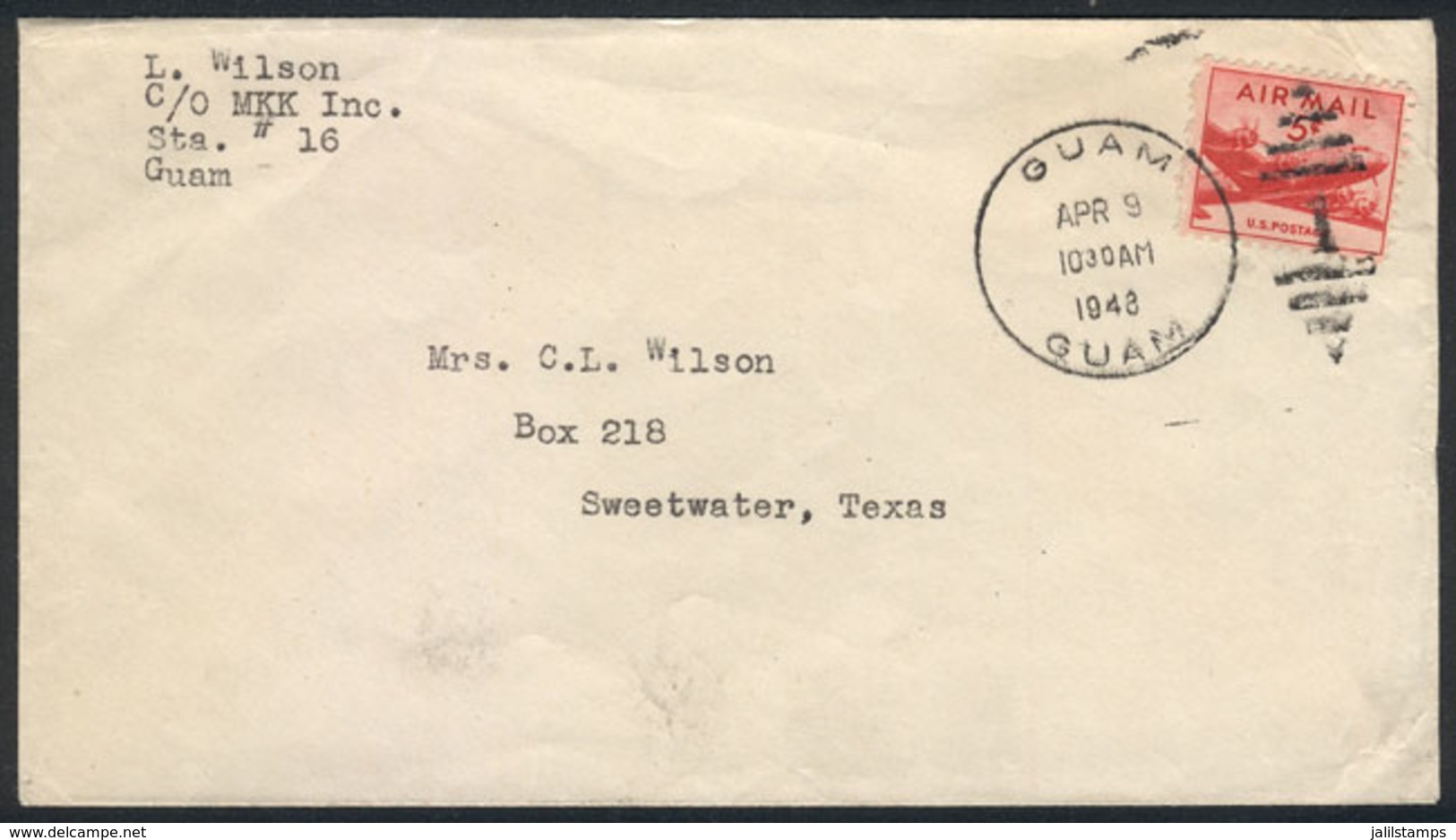 UNITED STATES - GUAM: Cover Sent From GUAM To Texas On 9/APR/1948, VF Quality! - Guam