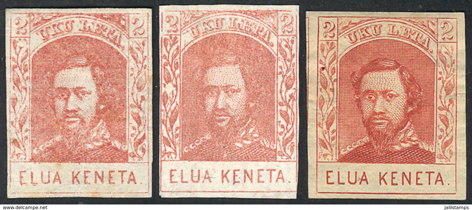 UNITED STATES - HAWAII: Sc.27 + 28 + 29, 1861/9 2c. Lithographed, On Vertically And Horiz Laid Paper + Engraved (printed - Hawaii