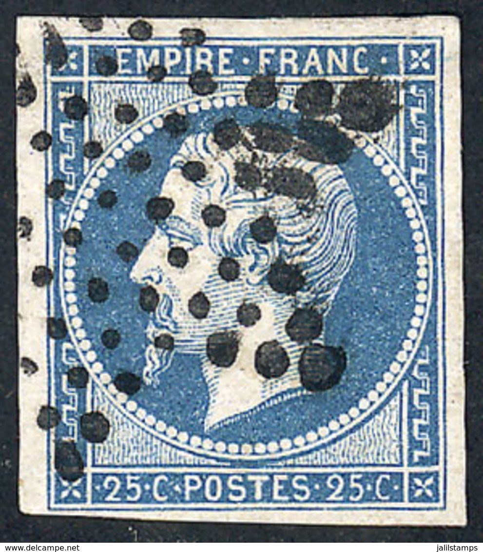 FRANCE: Sc.17, 1853/60 25c. Blue, With Tiny Thins Barely Visible, Very Good Appearance, Catalog Value US$175 - Autres & Non Classés