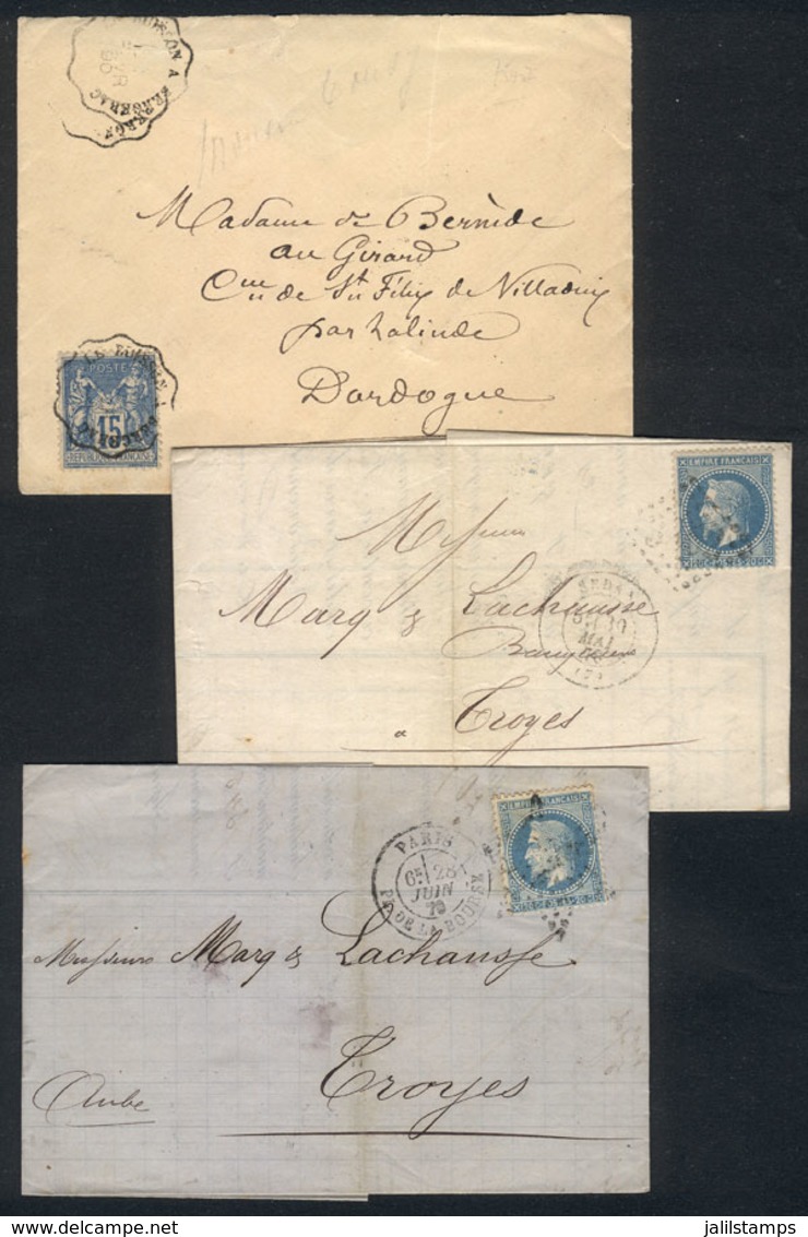 FRANCE: 3 Covers/folded Covers Used Between 1870 And 1890, Nice Cancellations! - Andere & Zonder Classificatie