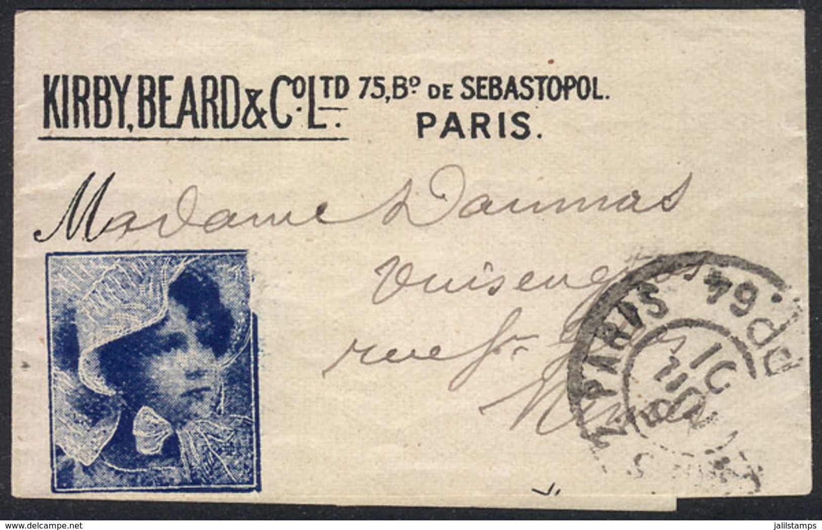 FRANCE: Very Little Wrapper With Printed Advertisement, Used Stampless In Paris On 5/JUL/1901, VF! - Other & Unclassified