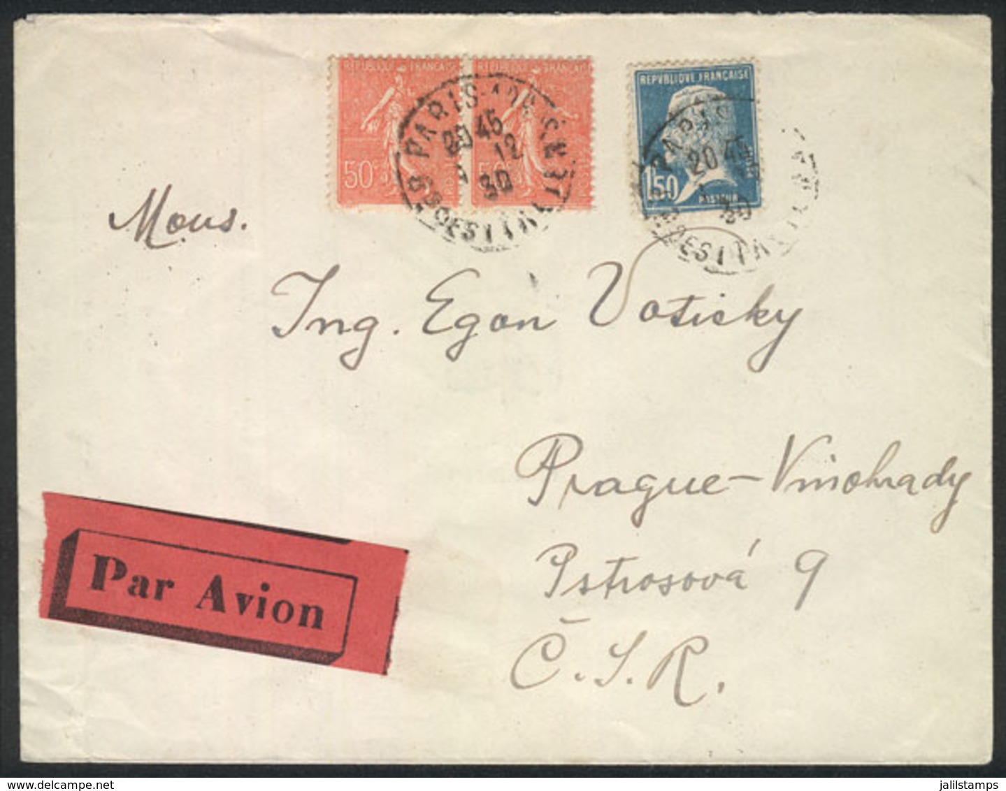 FRANCE: 1/DE/1930: Paris - Strasbourg, First Night Flight, VF Quality! - Sonstige & Ohne Zuordnung