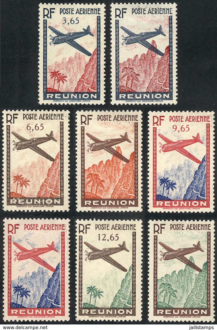 FRANCE - REUNION: Sc.C14/C17, 1943 Set Of 4 Values, WITH And WITHOUT FACE VALUE, VF Quality! - Other & Unclassified