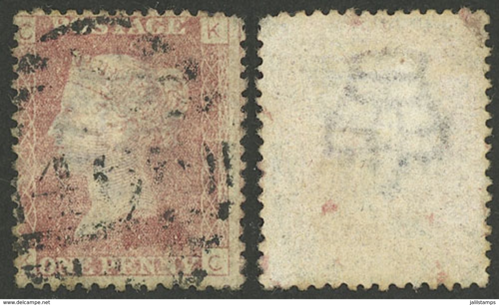 GREAT BRITAIN: Scott 33, 1864 1p. INVERTED WATERMARK Variety (I Cannot Identify The Plate Number), Interesting! - Autres & Non Classés