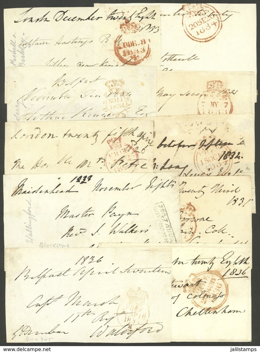 GREAT BRITAIN: 10 Fronts Of Folded Covers Used Between 1826 And 1836, Interesting Postal Marks! - Andere & Zonder Classificatie