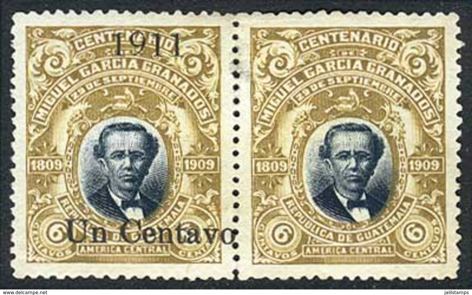 GUATEMALA: Sc.140 + 143, Pair With And Without Surcharge, Mint Original Gum Very Lightly Hinged, With Tiny Thin On Back  - Guatemala