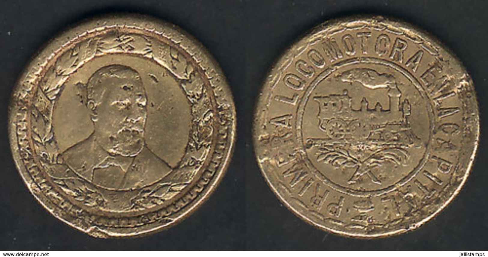 GUATEMALA: GOLD MEDAL Commemorating The Inauguration Of The First Railway In The Year 1877, Diameter 21 Mm, Weight 7.95  - Railway