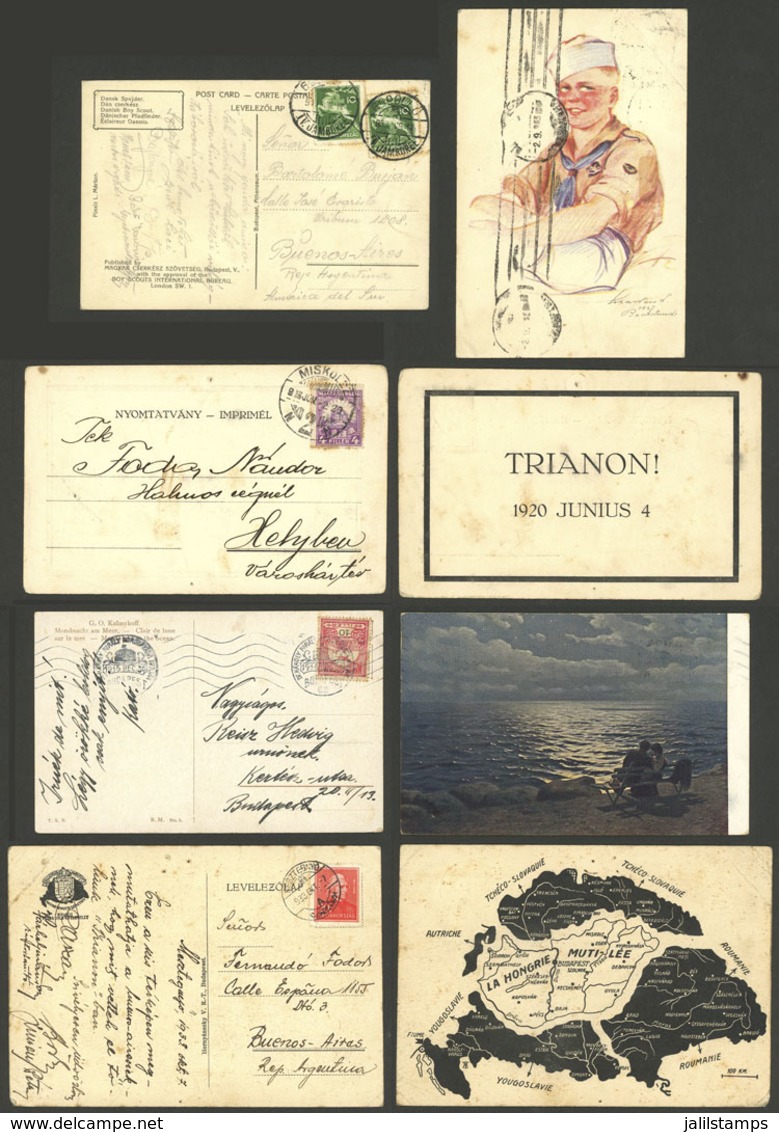 HUNGARY: 4 Cards Used Between 1916 And 1933, 2 Sent To Argentina, With Nice Postages And/or Special Cancels! - Autres & Non Classés