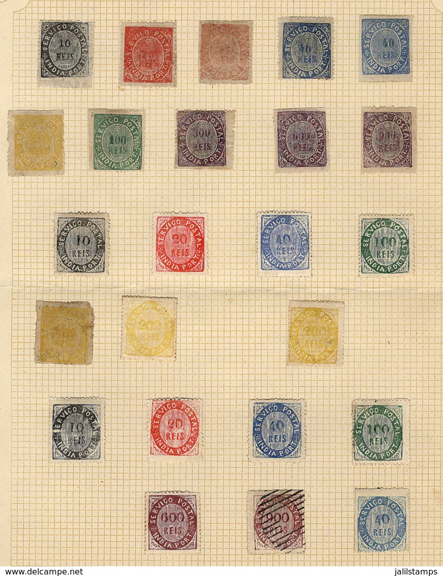 PORTUGUESE INDIA: Old Collection On Album Pages, With Used Or Mint (can Be Without Gum) Stamps, The General Quality Is F - Inde Portugaise