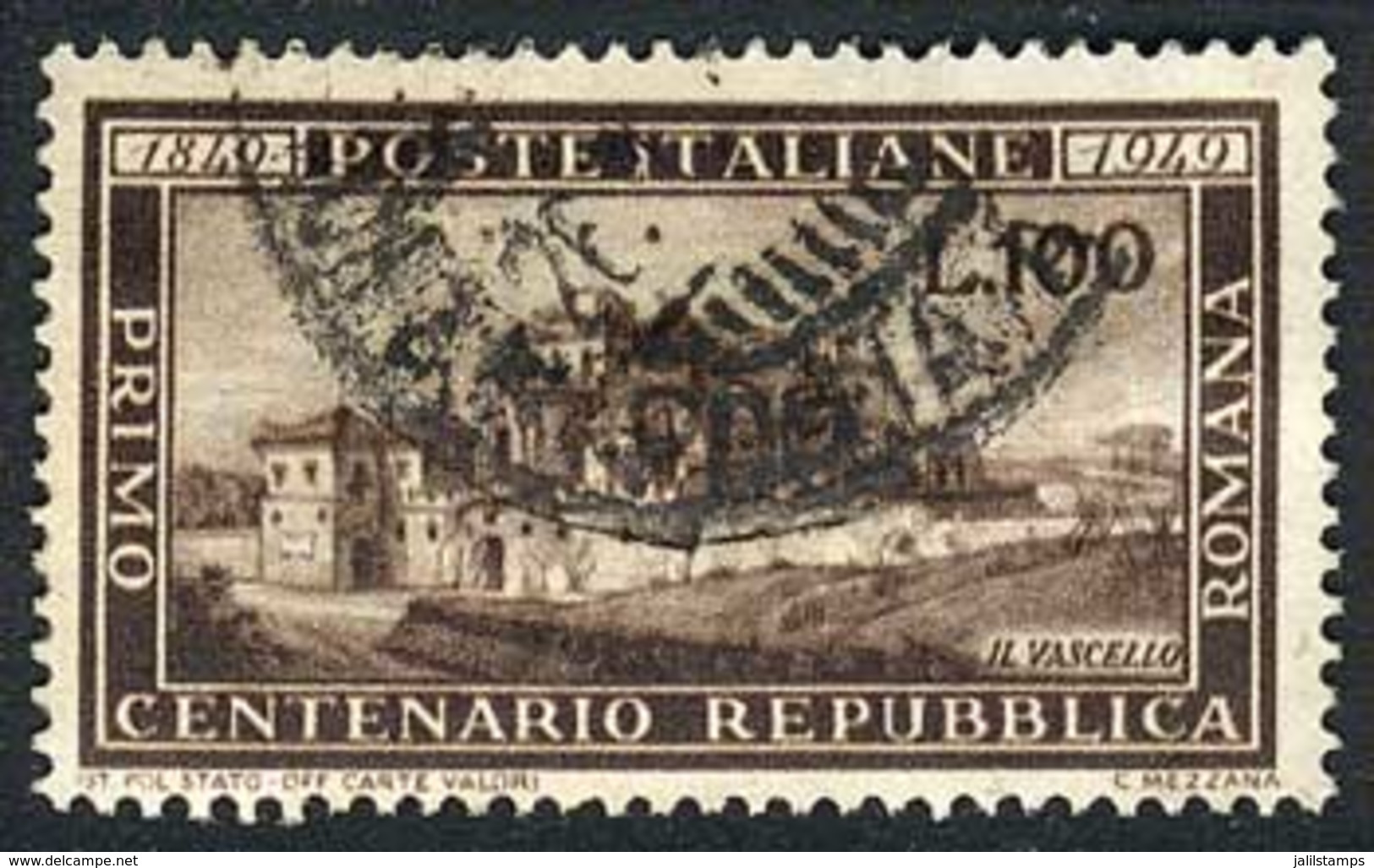 ITALY: Sc.518, 1949 100L. Repubblica Romana Used, VF Quality, Catalog Value US$125. - Non Classés