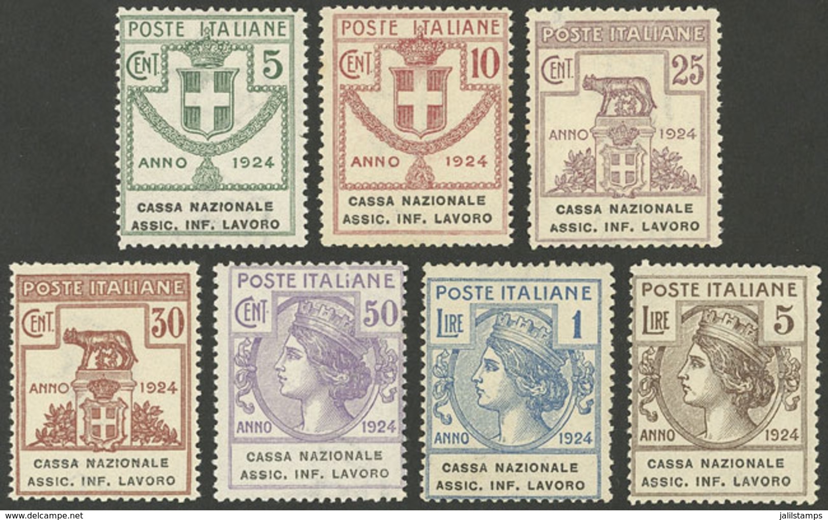 ITALY: Sassone 17/23, Cmpl. Set Of 7 Values, MNH, Very Fine Quality Except For A Low Value (25c., Sa.19) With Defects (i - Sonstige & Ohne Zuordnung