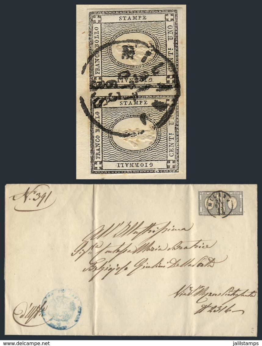 ITALY: Printed Circular Used In Milano On 21/OC/1863, Franked With Pair Of Sardinia Stamps Sassone 19, VF Quality! - Zonder Classificatie