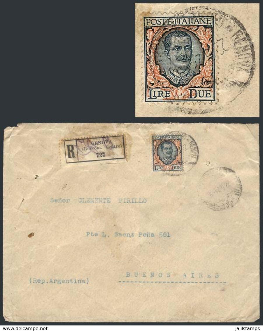 ITALY: Registered Cover Sent From Genova To Argentina On 22/MAY/1924, Franked By Sc.89 (Sa.150) ALONE, Fine Quality, Rar - Non Classés