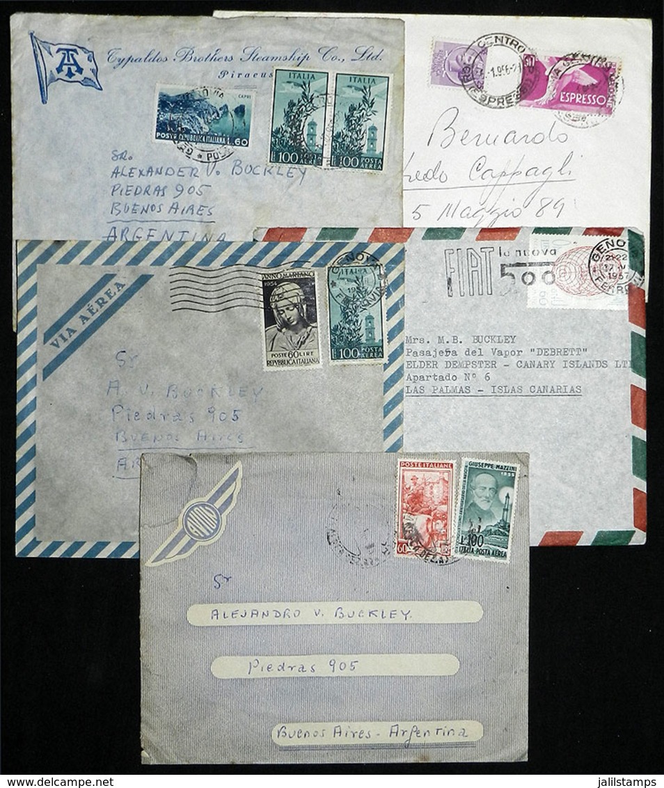 ITALY: 5 Airmail Covers Sent To Argentina Between 1955 And 1957, Good Frankings, VF Quality! - Unclassified