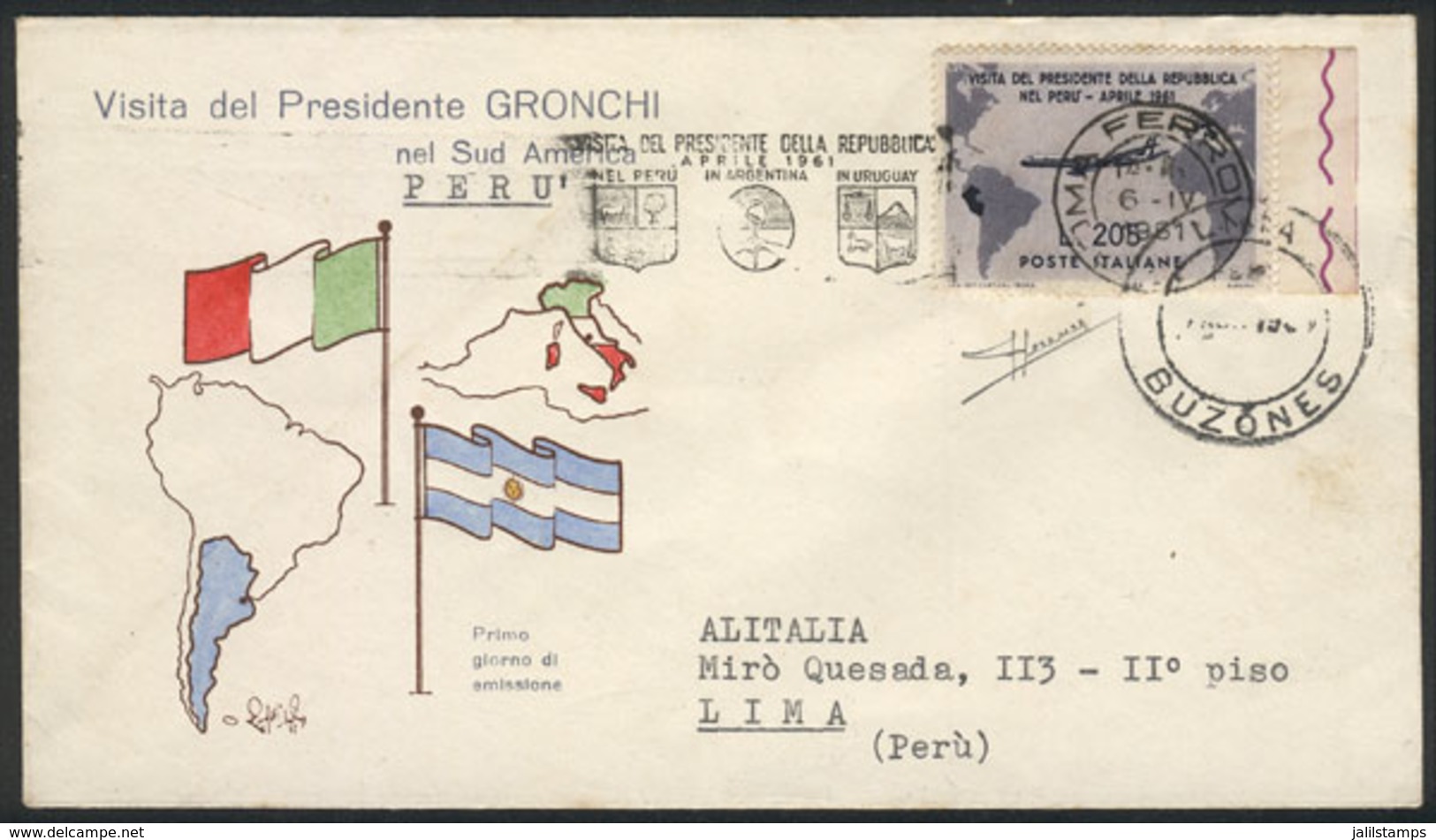 ITALY: Sa.921, Gronchi Rosa WITH SHEET MARGIN, Covered By Sa.920 (it Does Not Cover The Rose Margin), On A Cover Sent To - Zonder Classificatie