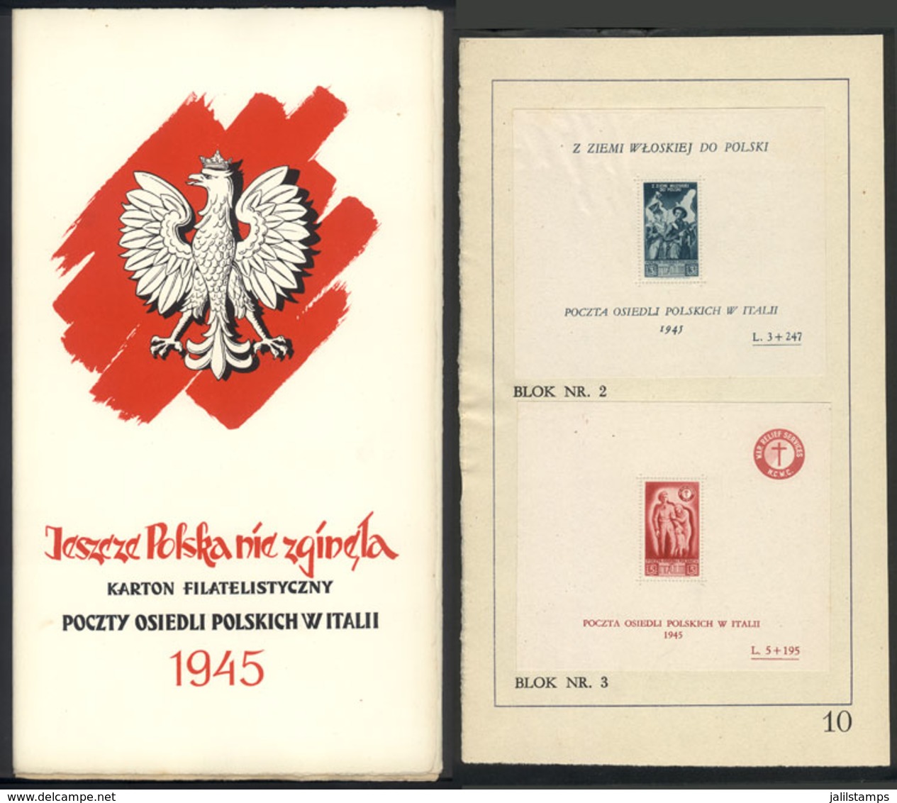 ITALY - POLISH CORPS: Fundraising Folder With 10 Pages Containing 4 Stamps And 3 Souvenir Sheets (glued), Excellent Qual - 1946-47 Corpo Polacco Period