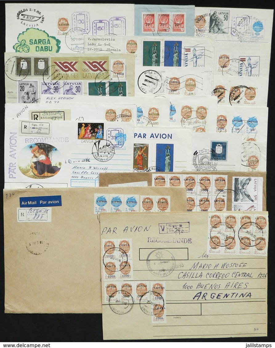 LATVIA: 19 Covers + 1 Cover, Most Sent To Argentina In 1991/3, Interesting Postages With Provisional Stamps, Rare Combin - Letland