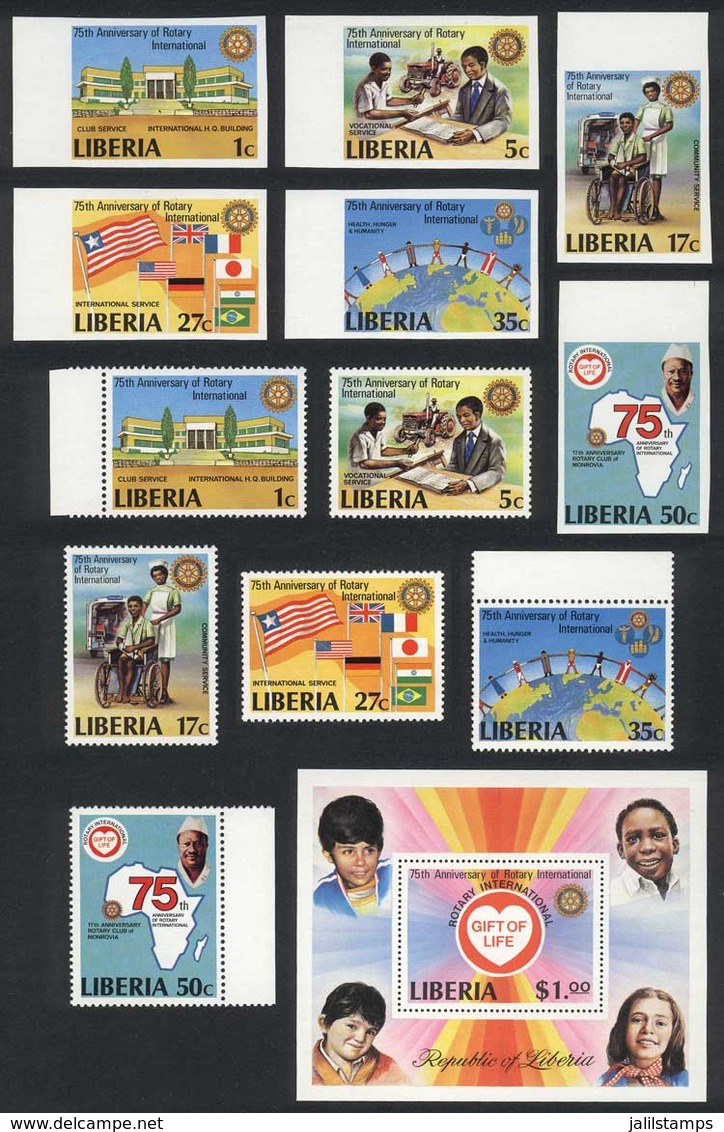 LIBERIA: Sc.860/866, 1979 Rotary, Compl. Set Of 6 Values + Souvenir Sheet + IMPERFORATE Set, VF Quality! - Liberia