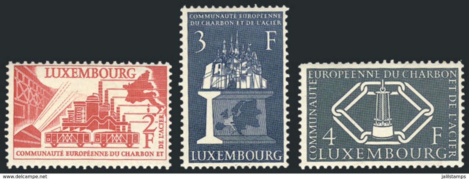 LUXEMBOURG: Yvert 511/513, 1956 European Coal And Steel Community, Cmpl. Set Of 3 MNH Values, Excellent Quality, Catalog - Autres & Non Classés