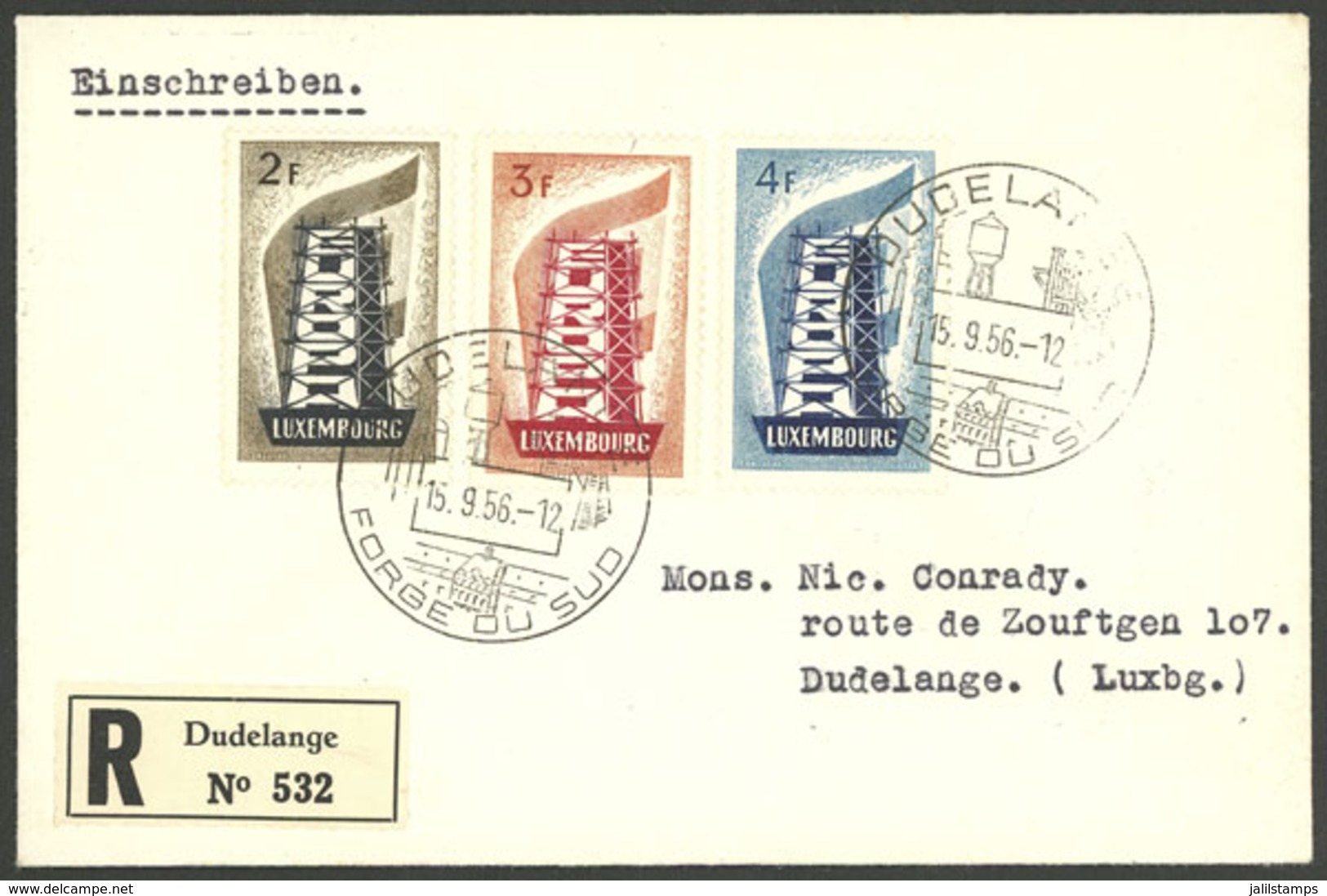 LUXEMBOURG: Yvert 514/516, 1956 Europa, The Set Of 3 Values On A FDC Cover, Very Fine Quality! - Other & Unclassified