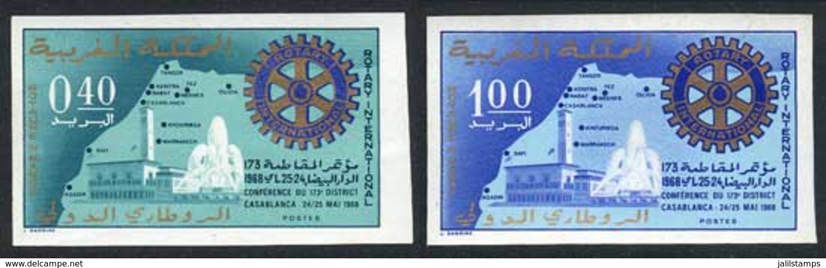 MOROCCO: Sc.193/4, 1968 Rotary, Maps, Set Of 2 Values IMPERFORATE, VF! - Marokko (1956-...)