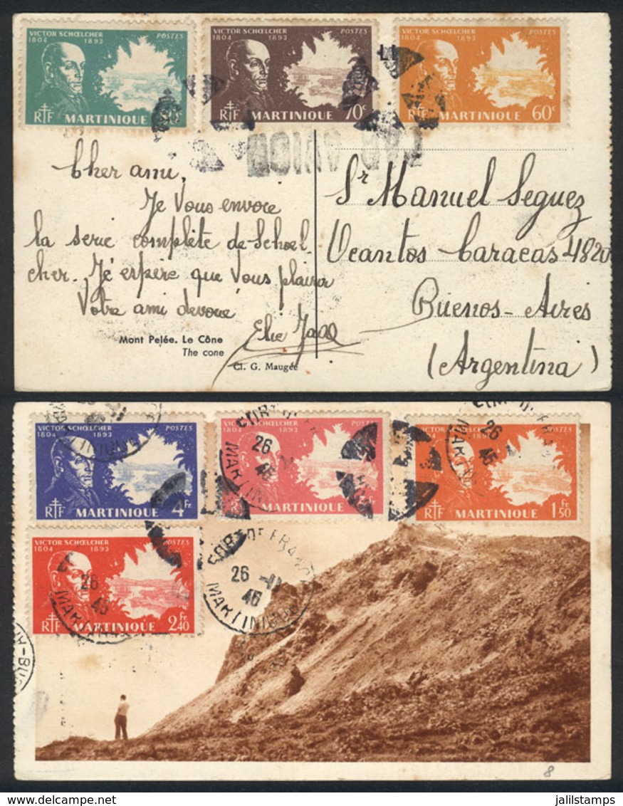 MARTINIQUE: PC Franked With 7 Different Stamps, Sent To Argentina On 26/NO/1946, Extremely Rare Destination, VF Quality! - Sonstige & Ohne Zuordnung